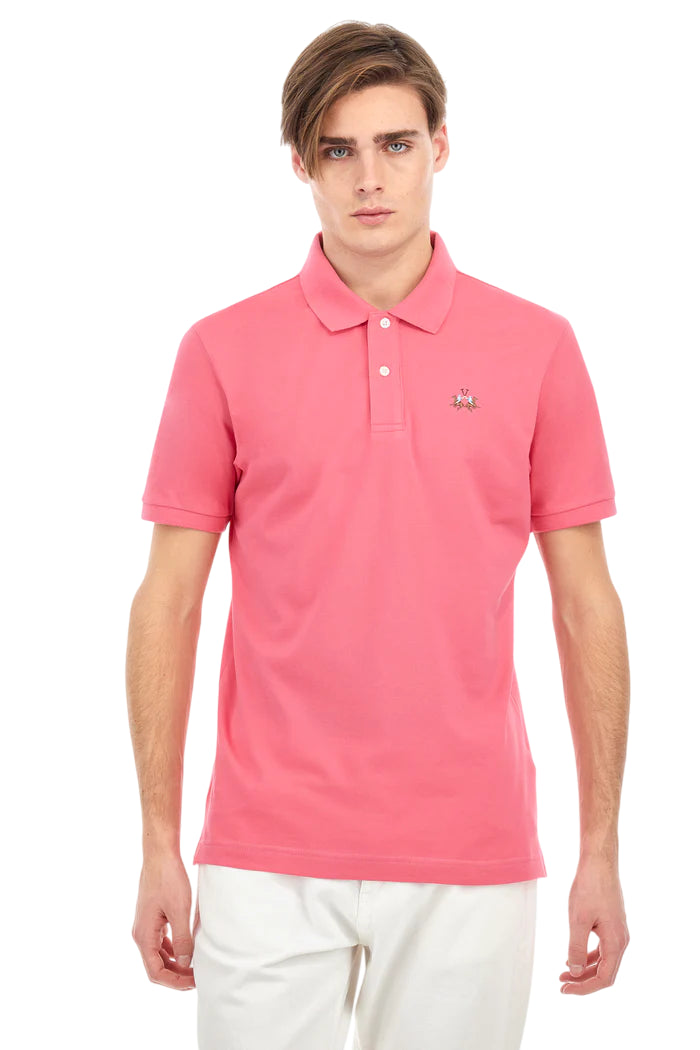 LA MARTINA POLO EDUARDO IN COTONE PIQUET STRETCH SLIM FIT HONEY SUCKLE