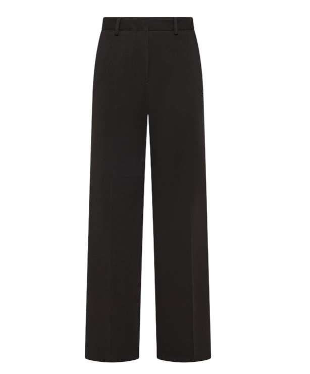 SUN68 PANTALONI WIDE LEG IN PIQUE DI COTONE NERO