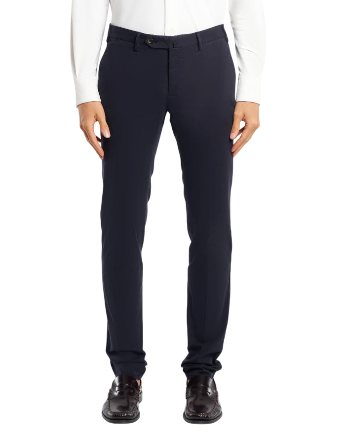 PT01 PANTALONI SUPERSLIM IN COTONE BATAVIA BLU NOTTE