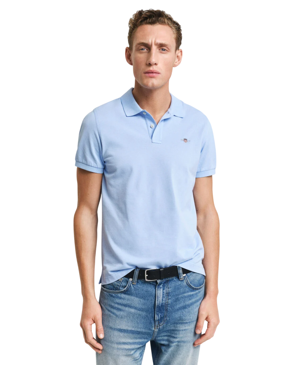 GANT POLO SHIELD IN PIQUE' REGULAR FIT CAPRI BLUE