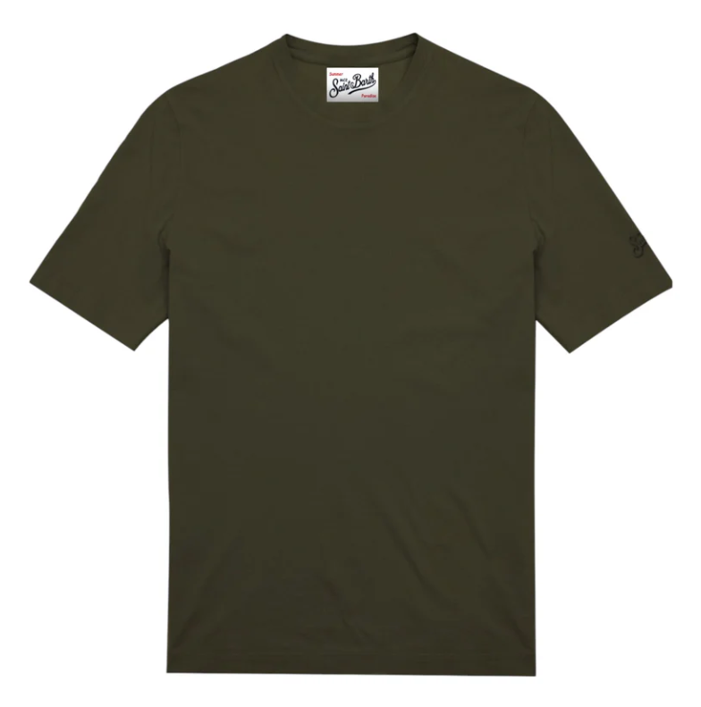 MC2 SAINT BARTH T-SHIRT ORSON IN FRESH COTTON CREPE KOMBU GREEN