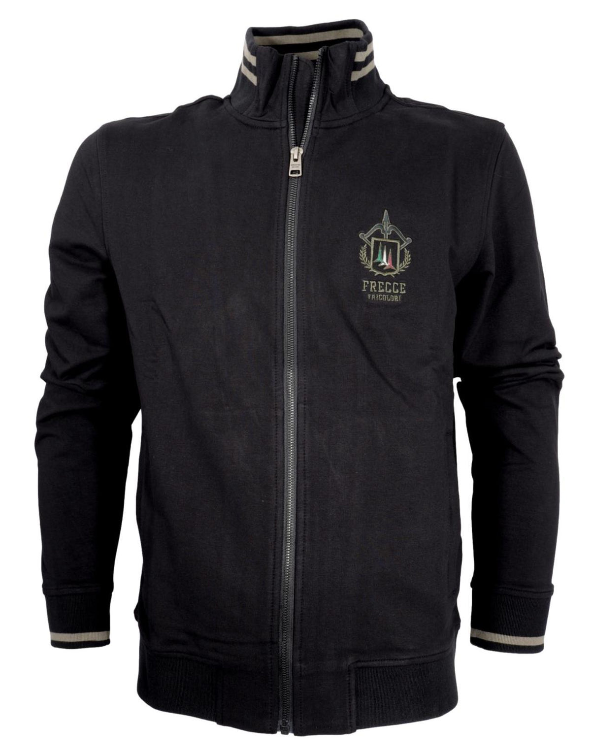 AERONAUTICA MILITARE FELPA FULL ZIP FRECCE TRICOLORI JET  BLACK