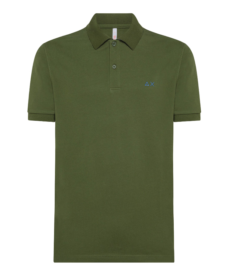 SUN68 POLO UOMO UNDER COLLAR PRINT VERDE SCURO