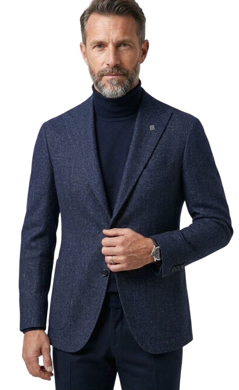 TAGLIATORE GIACCA MONOPETTO MADRID COLORE BLU IN LANA E SETA