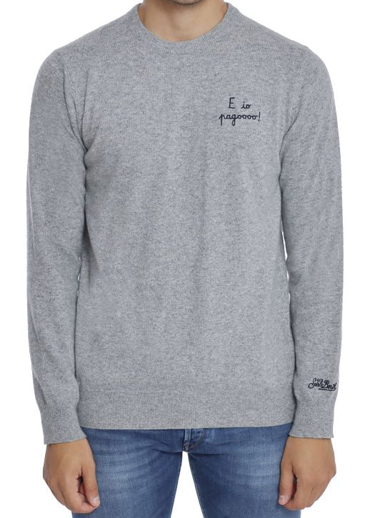 MC2 SAINT BARTH MAGLIONE A GIROCOLLO HERON LIGHT CON RICAMO E IO PAGO GRIGIO