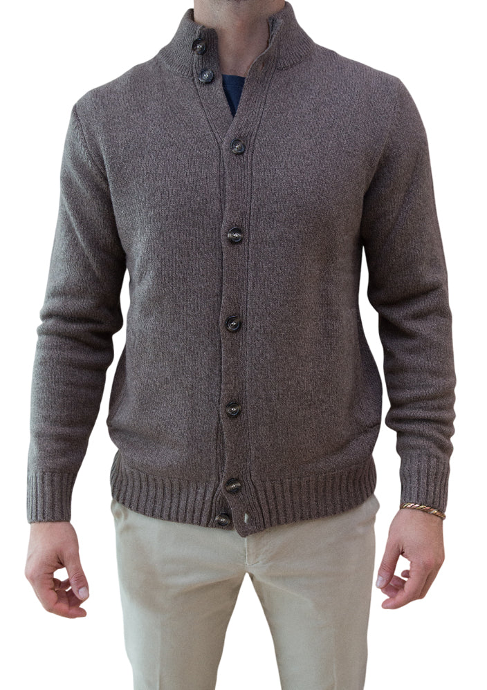 MARK MIDOR CARDIGAN LANA CASHMERE E SETA COLORE NOCE