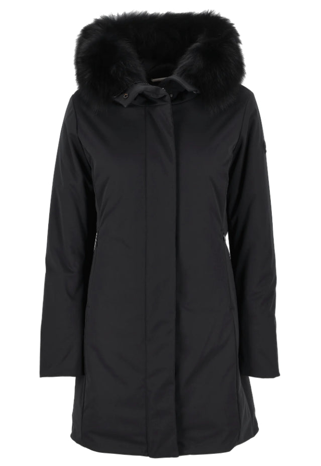 PEOPLE OF SHIBUYA PARKA AEMI PM149 CON CAPPUCCIO IN PELLICCIA NERO