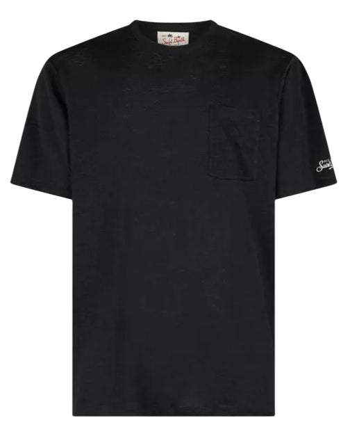 MC2 SAINT BARTH T-SHIRT DA UOMO PRESIDENT IN COTONE FIAMMATO COLORE NERO