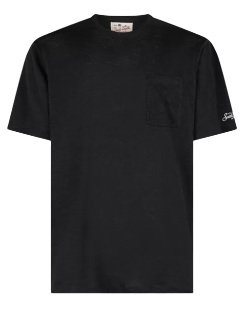 MC2 SAINT BARTH T-SHIRT DA UOMO PRESIDENT IN COTONE FIAMMATO COLORE NERO