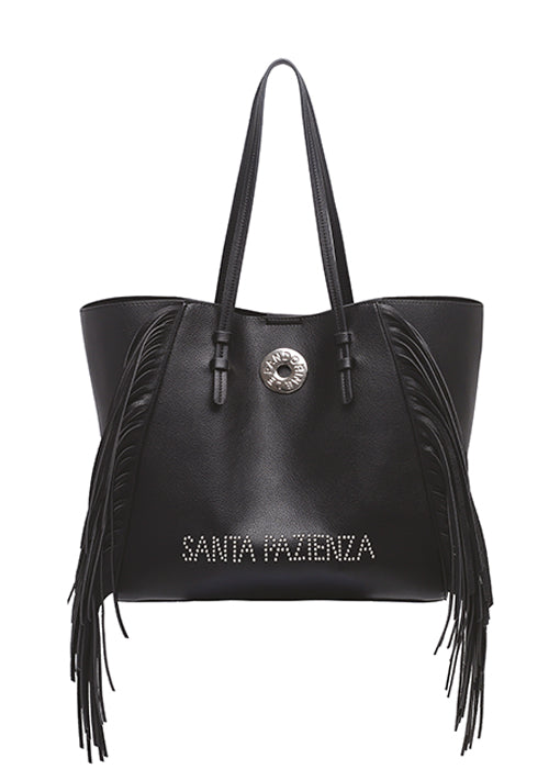 LE PANDORINE BORSA A MANO MANILA PAZIENZA FRINGES BLACK