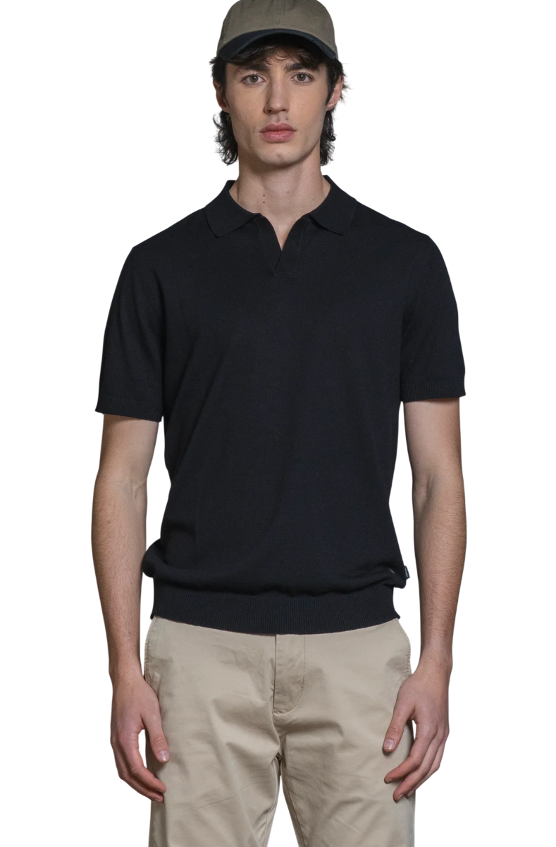IMPURE POLO SKIPPER CLARK SWEATER IN COTTON CREPE NERO