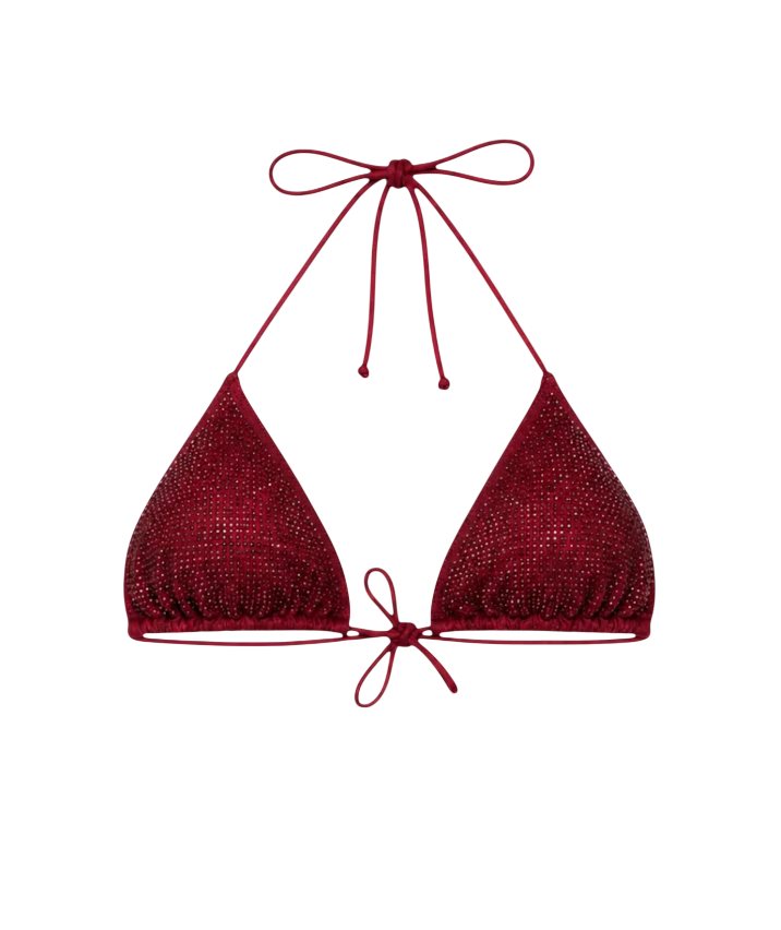 MC2 SAINT BARTH TOP BIKINI ANNABELLE A TRIANGOLO CON STRASS BORDEAUX