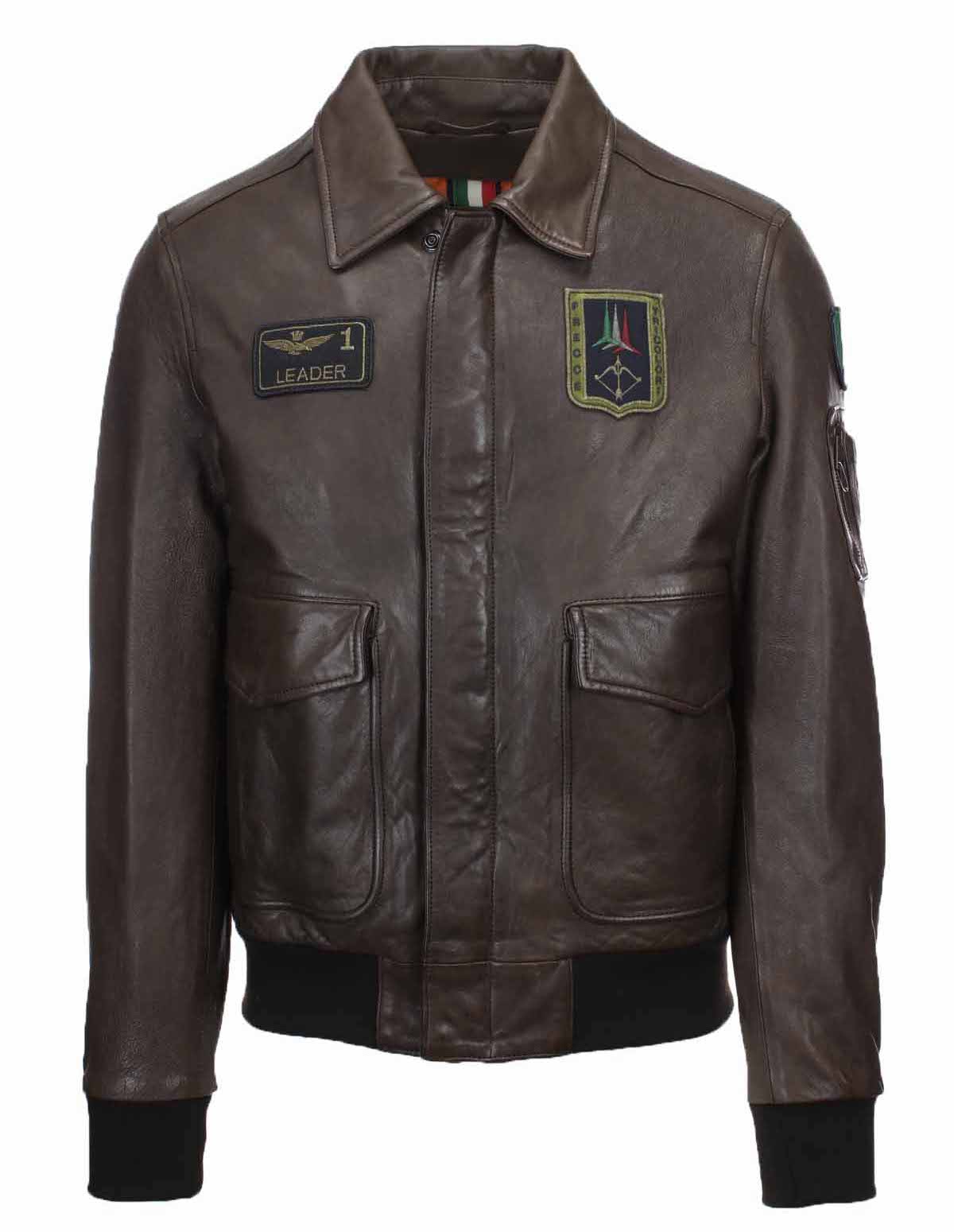 AERONAUTICA MILITARE GIACCA PILOT IN PELLE COLORE TESTA DI MORO