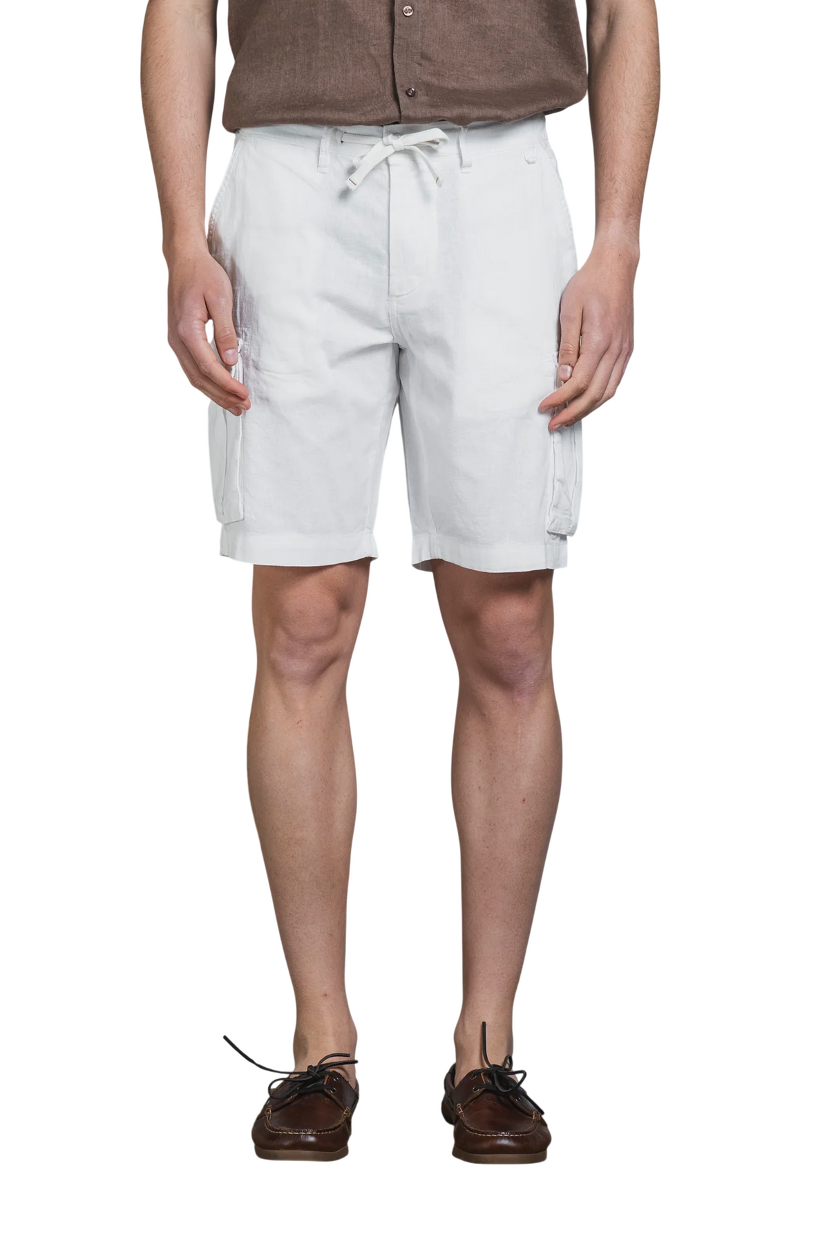 IMPURE COOPER CARGO SHORT IN MISTO LINO COLORE BIANCO
