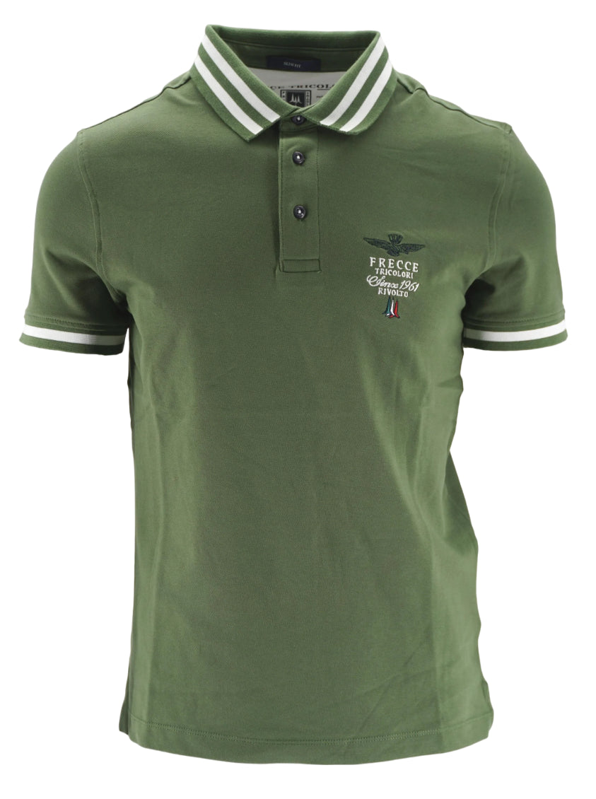 AERONAUTICA MILITARE POLO UOMO FT COLLO RIGATO COLORE SEAWEED GREEN