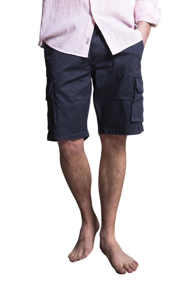 IMPURE BERMUDA CARGO IN COTONE ELASTICIZZATO COMFORT FIT NAVY