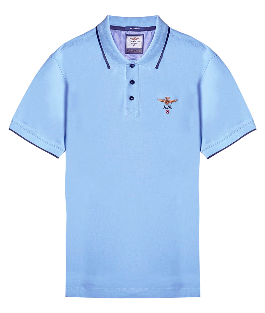 AERONAUTICA MILITARE POLO BASICA IN COTONE ICE BLUE
