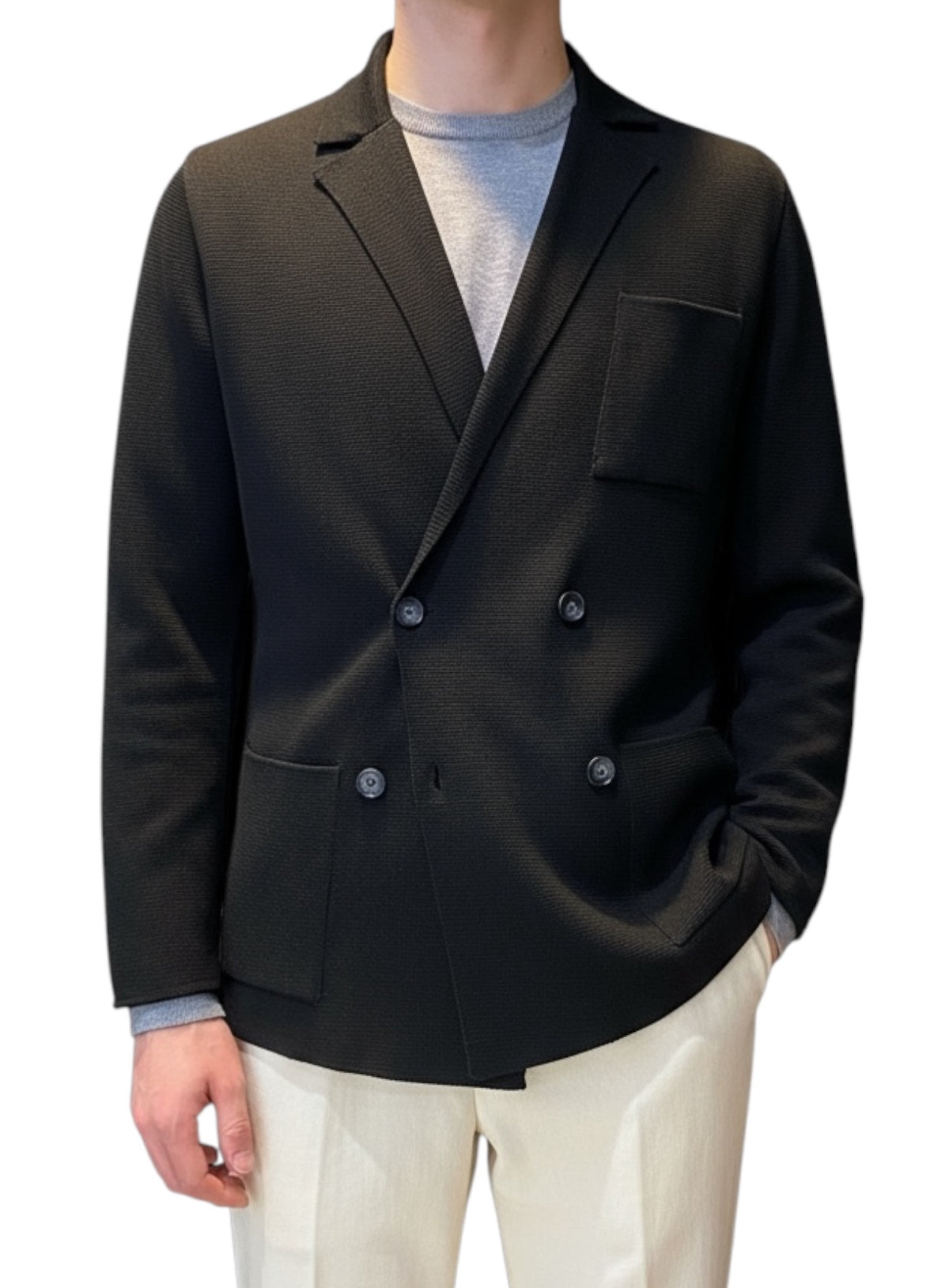 MARK MIDOR GIACCA MAGLIA DOPPIOPETTO IN MISTO LANA NERO