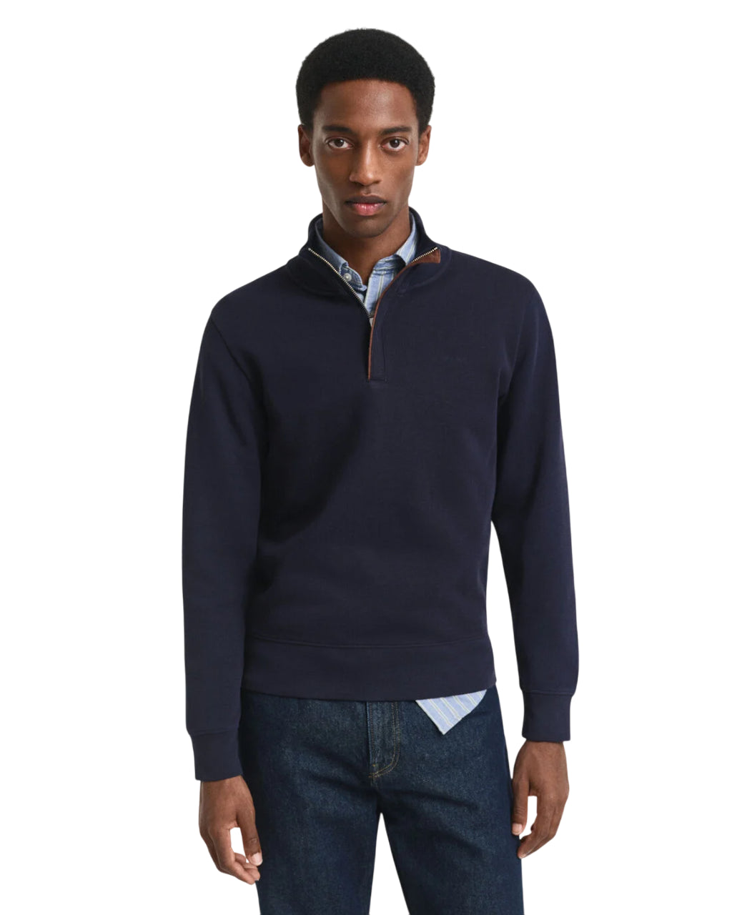 GANT FELPA SACKER RIB CON ZIP CORTA EVENING BLUE