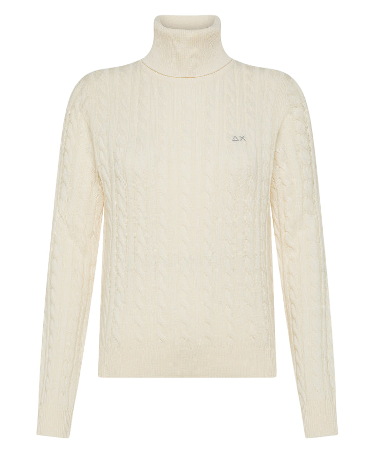 SUN68 MAGLIA DOLCEVITA TURTLE NECK COLORE BIANCO PANNA .