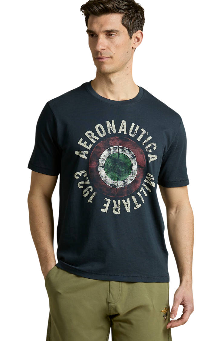 AERONAUTICA MILITARE T-SHIRT CON COCCARDA TRICOLORE BLU NAVY