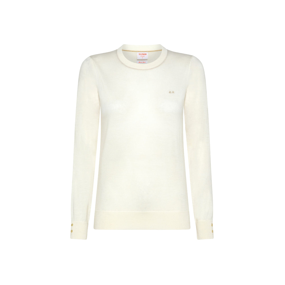 SUN68 WOMAN ROUND NECK L/S PORCELLANA