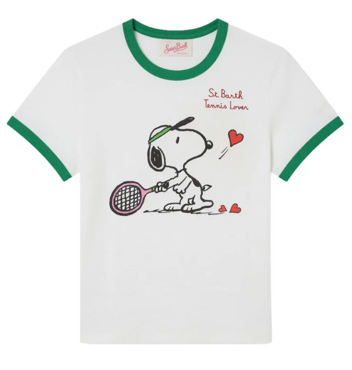 MC2 SAINT BARTH T-SHIRT EMILIE_STRING-02418L SB SNOOPY TENNIS LOVER BIANCO