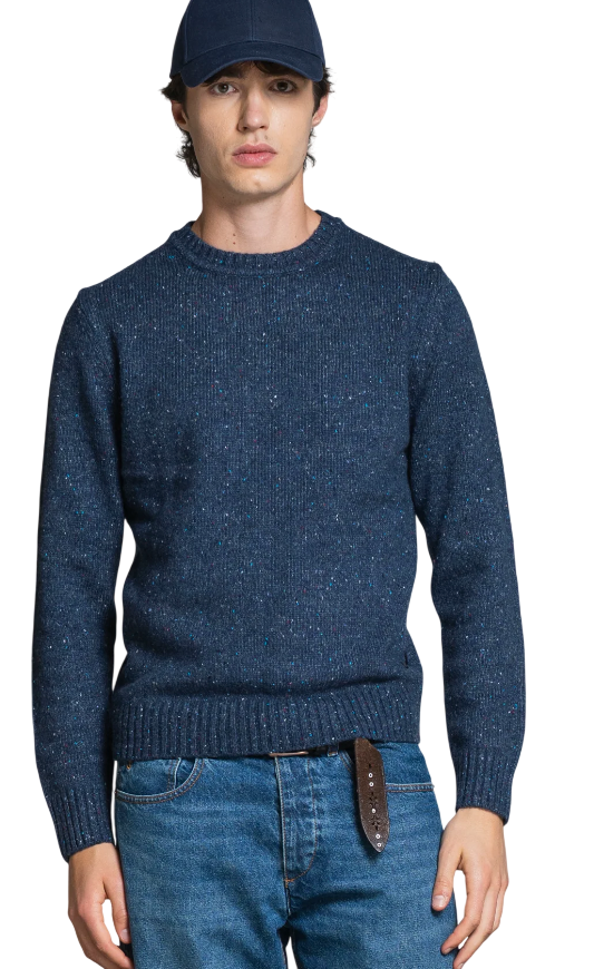IMPURE MAGLIA GEORGE ROUND NECK IN BLEND WOOL BLU NAVY