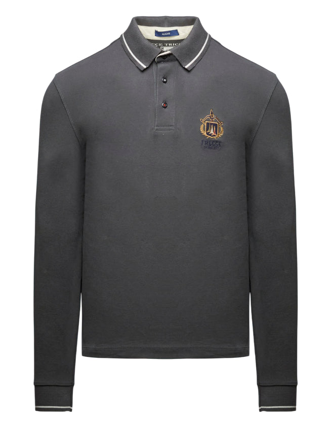 AERONAUTICA MILITARE POLO MANICA LUNGA SLIM FIT BELUGA GREY