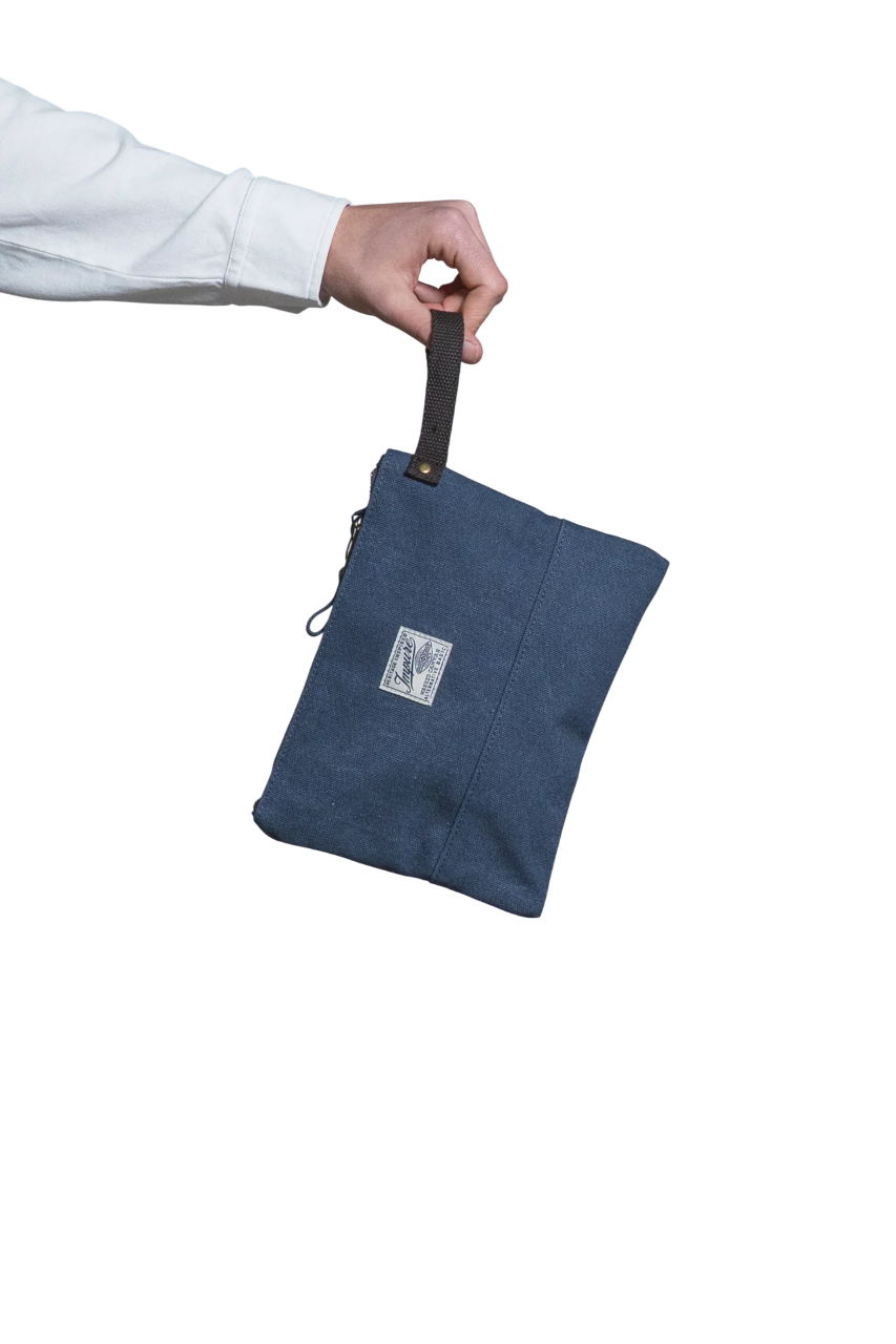 IMPURE POCHETTE SOHO CLUTCH BAG IN CANVAS NAVY