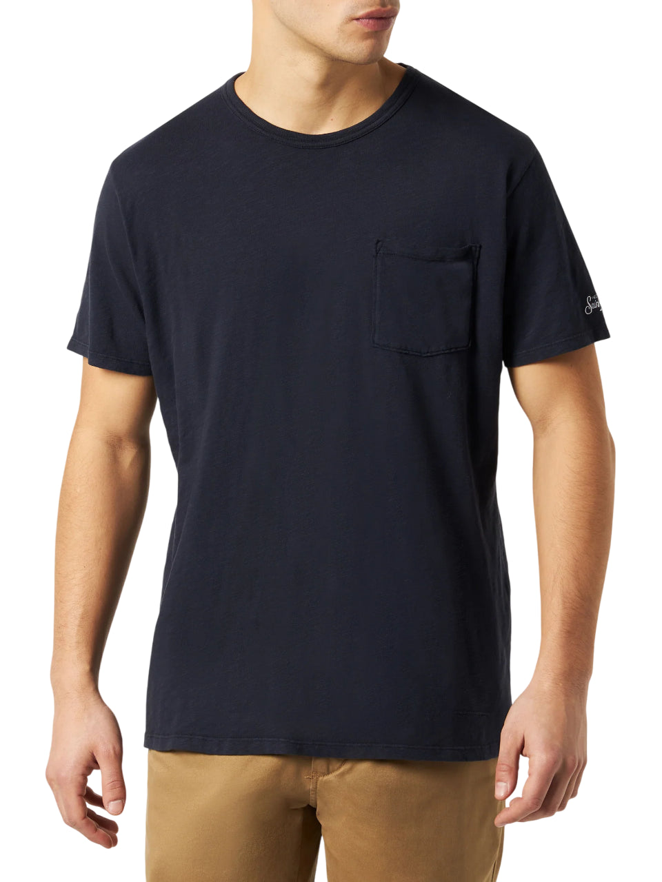 MC2 SAINT BARTH T-SHIRT DA UOMO PRESIDENT IN COTONE FIAMMATO COLORE BLU NAVY