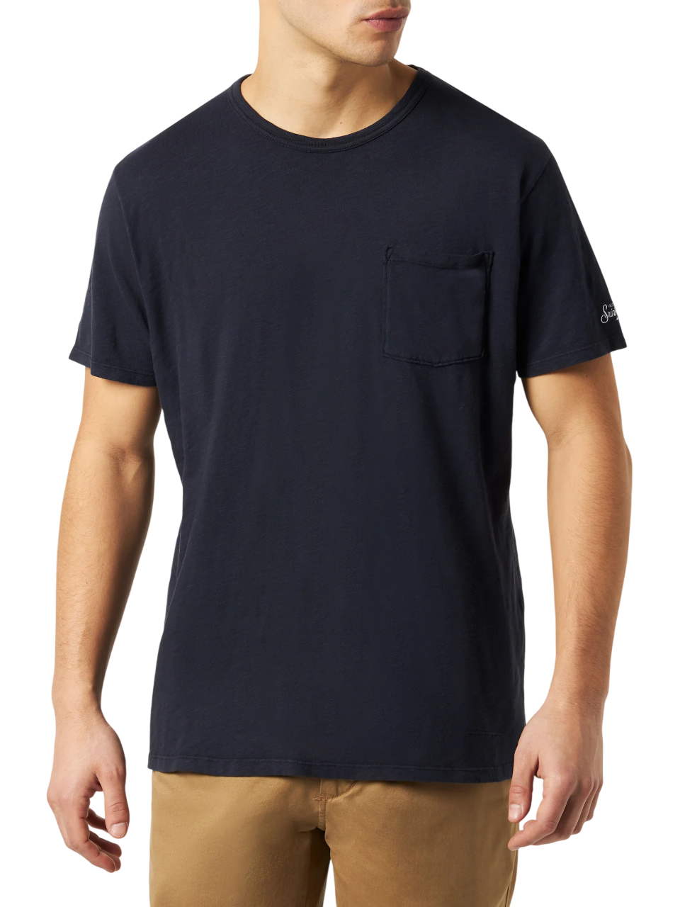 MC2 SAINT BARTH T-SHIRT DA UOMO PRESIDENT IN COTONE FIAMMATO COLORE BLU NAVY