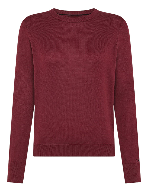 SUN68 MAGLIA DONNA GIROCOLLO LANA E COTONE BORDEAUX