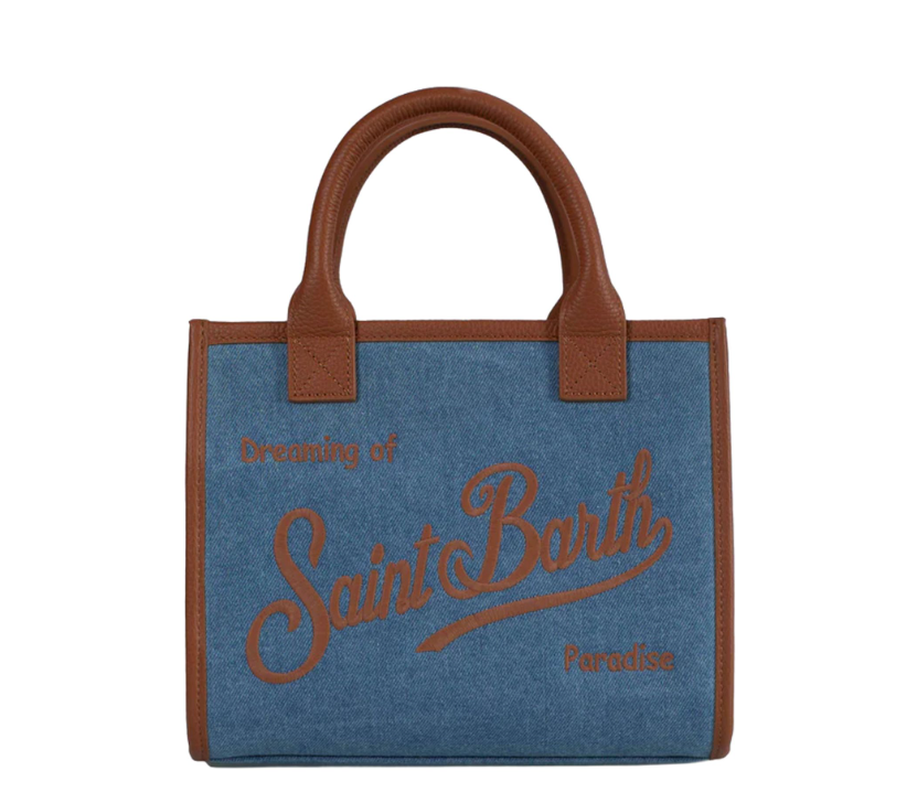 MC2 SAINT BARTH BORSA A SPALLA VANITY BAG MIDI DENIM GRAIN LEATHER