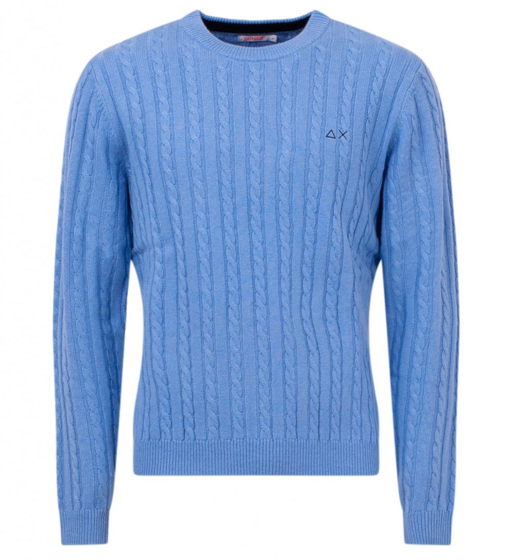 SUN68 UOMO MAGLIA ROUND CABLE SKY BLUE