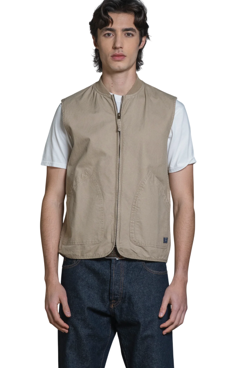 IMPURE TERRY GILET ZIP COTTON SLUB DESERT