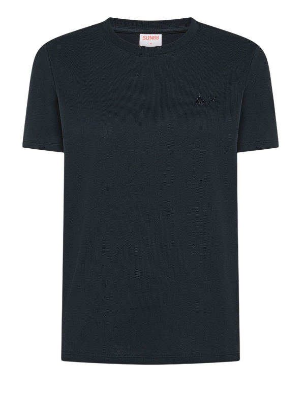 SUN68 DONNA T-SHIRT IN PIQUET DI COTONE BLU NAVY