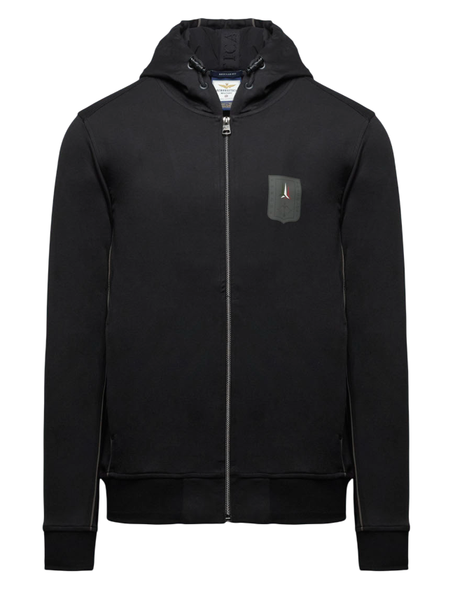 AERONAUTICA MILITARE FELPA CON ZIP E CAPPUCCIO COLORE NERO