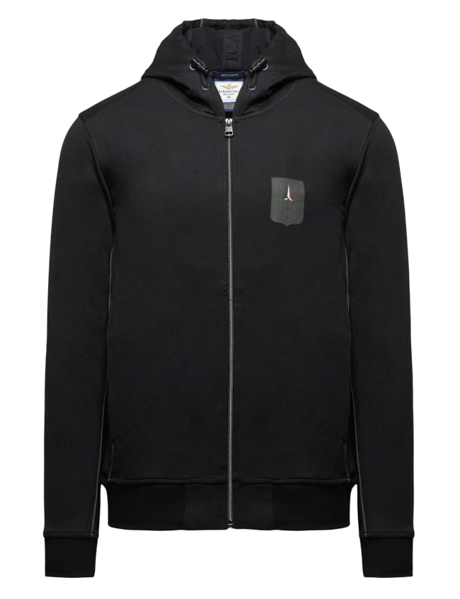 AERONAUTICA MILITARE FELPA CON ZIP E CAPPUCCIO COLORE NERO