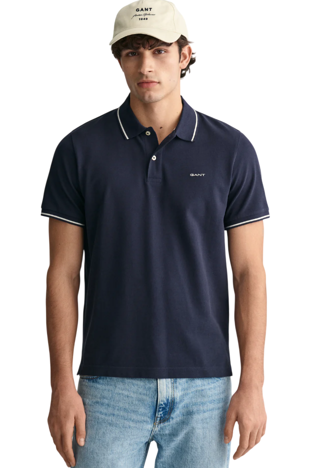 GANT POLO TIPPING SS PIQUE EVENING BLUE