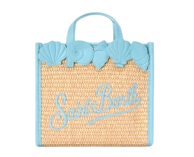 MC2 SAINT BARTH BORSA VIVIAN MINI IN RAFFIA CELESTE 1131EMB