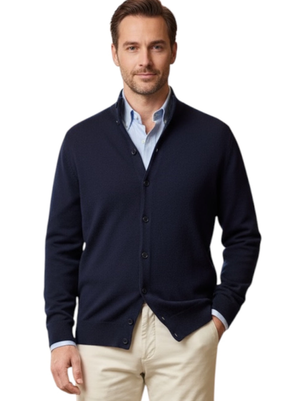 MARK MIDOR CARDIGAN MISTO LANA E CASHMERE COLORE BLU NAVY