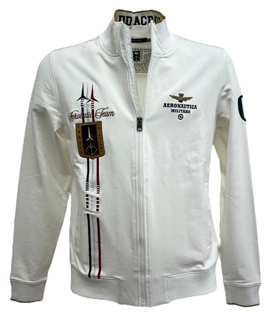 AERONAUTICA MILITARE FELPA FELPA ZIP FRECCE TRICOLORI WHITE