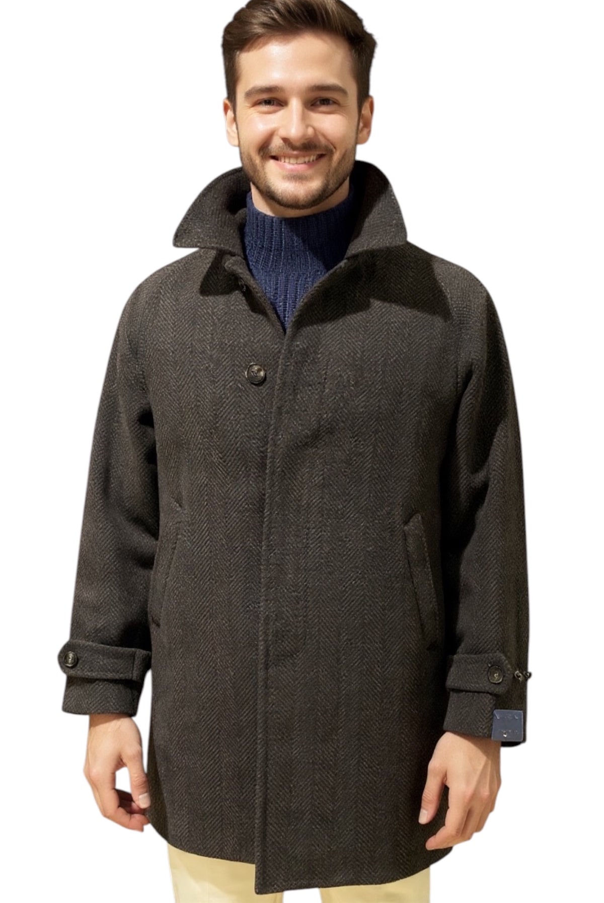 MARK MIDOR CAPPOTTO IN MISTO LANA SPIGATO COLORE MORO