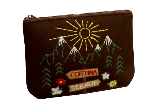 MC2 SAINT BARTH POCHETTE ALINE FELT RICAMO CORTINA MARRONE