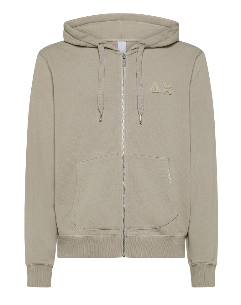 SUN68 FELPA HOODIE ZIP VINTAGE BROKEN FLEECE STONE