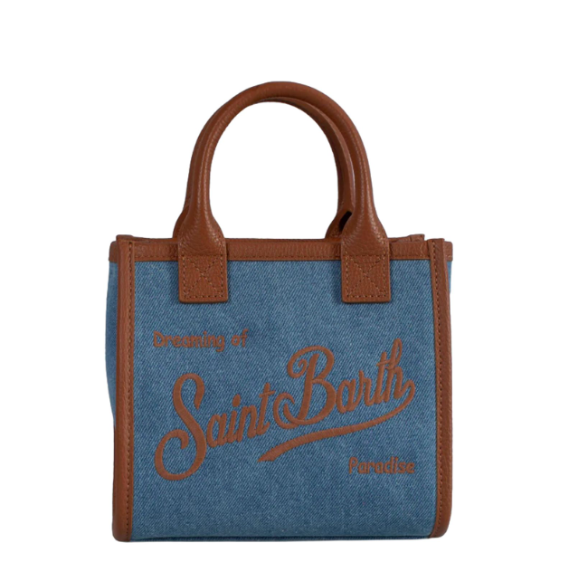 MC2 SAINT BARTH BORSETTA VANITY MINI DENIM GRAIN LEATHER 19 EMB