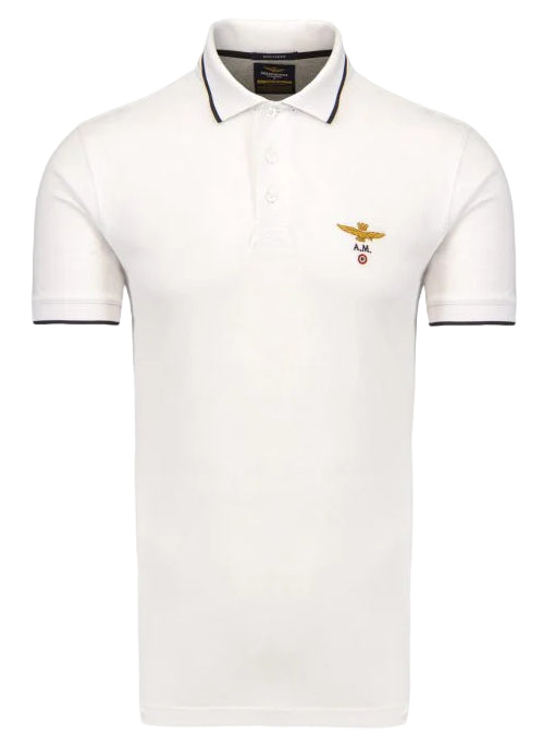 AERONAUTICA MILITARE POLO BASICA IN COTONE OFF WHITE