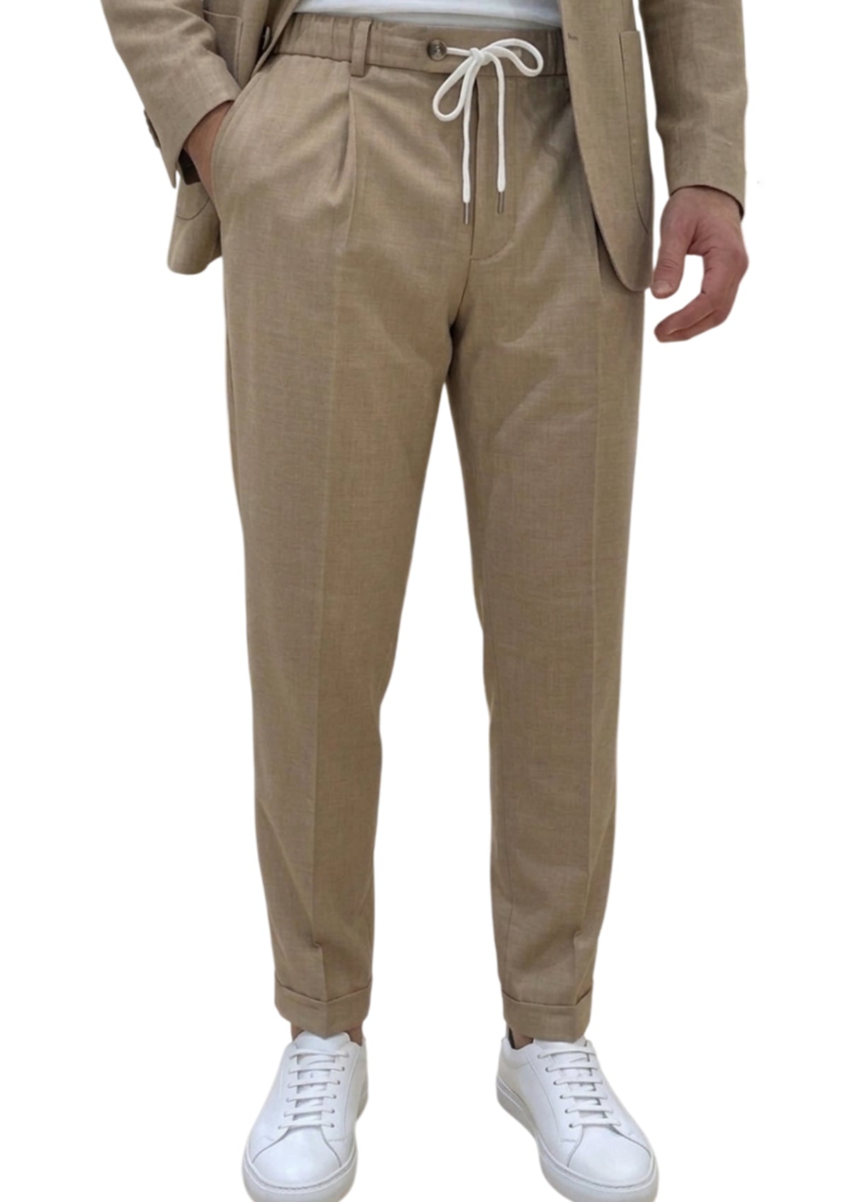 MARK MIDOR PANTALACCIO IN MISTO COTONE LANA COLORE BEIGE