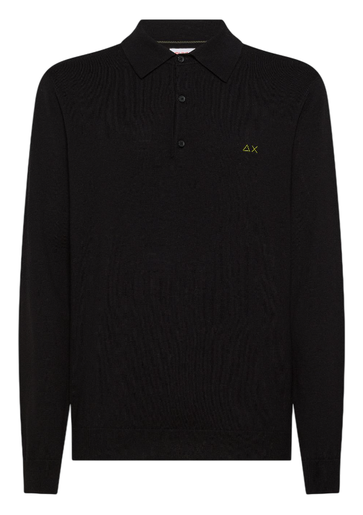 SUN68 UOMO POLO IN COTONE E LANA NERO